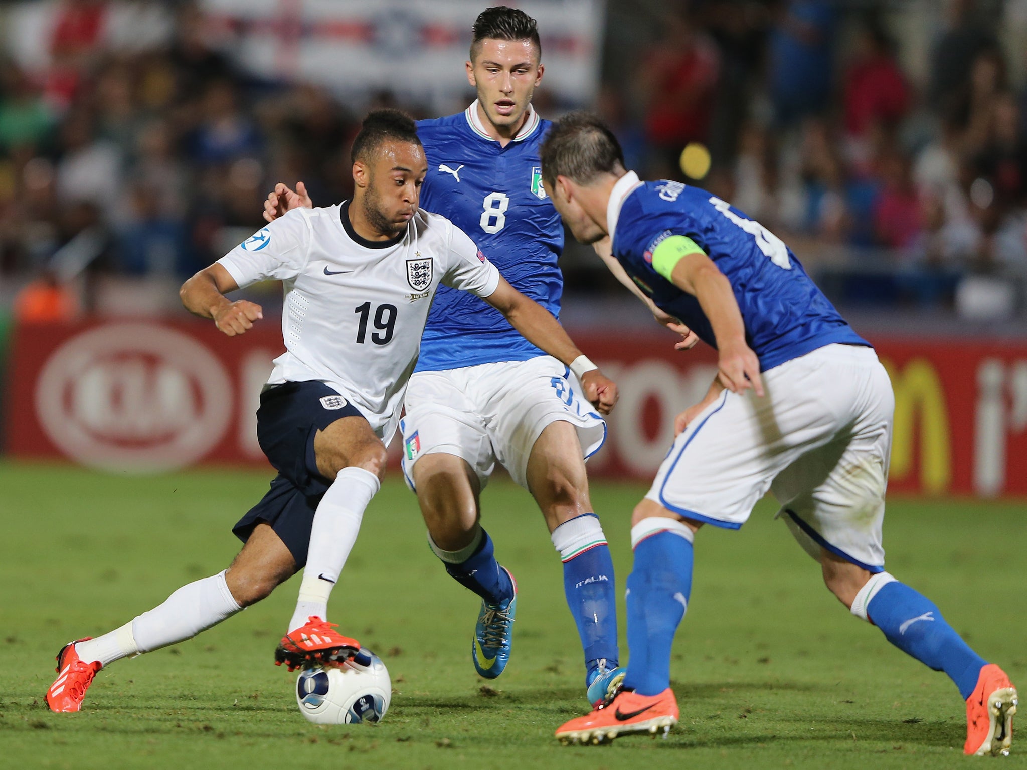 Nathan Redmond in action for England U21's at the European Championships in Israel