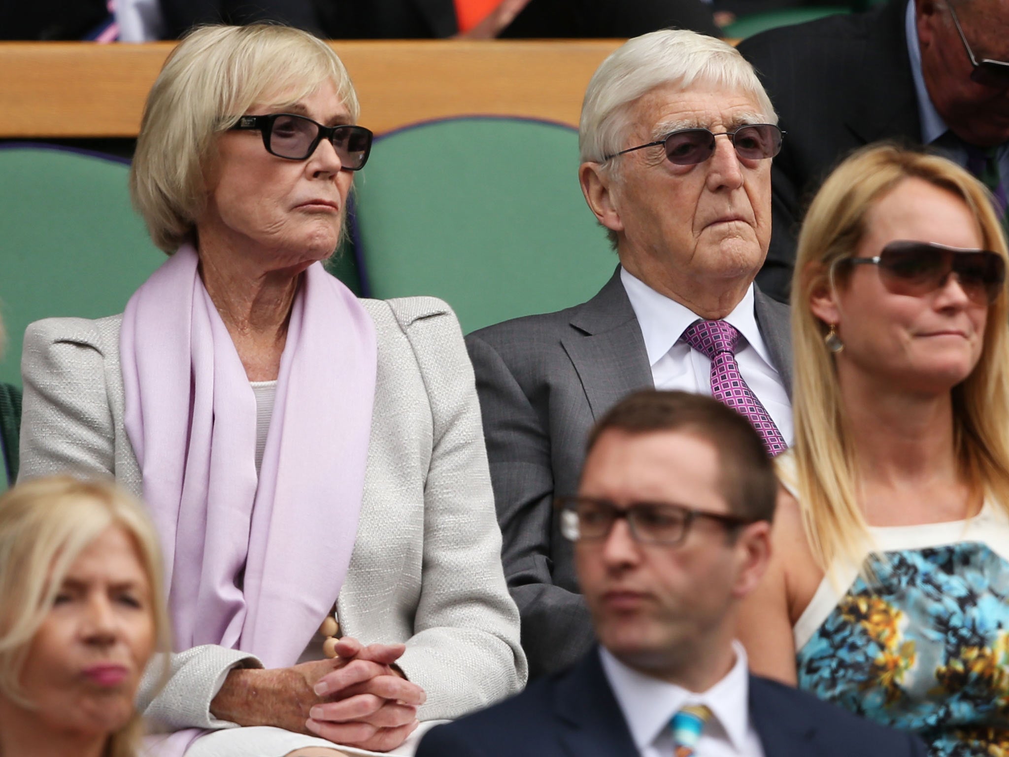 Sir Michael Parkinson and wife Mary in the Wimbledon crowd this week