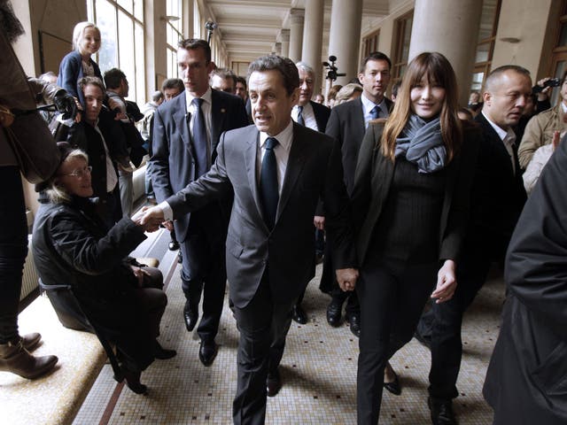 Nicolas Sarkozy and his wife, Carla Bruni, on the campaign trail