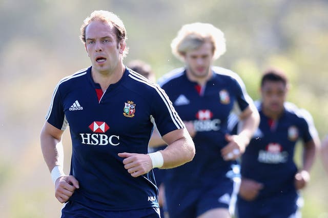 New Lions captain Alun Wyn Jones trains in readiness for the big Test