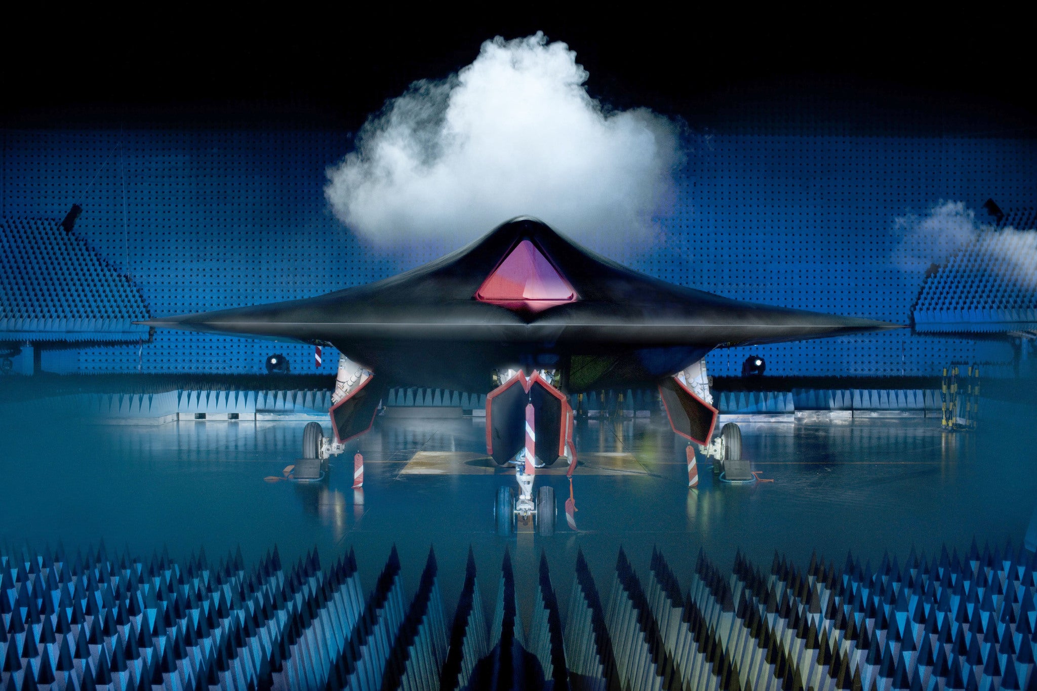 A prototype unmanned combat aircraft, called Taranis is unveiled by the Ministry of Defence (MoD). It will test the possibility of developing an autonomous stealthy Unmanned Combat Air Vehicle (UCAV) that could strike targets at long range, and be under t