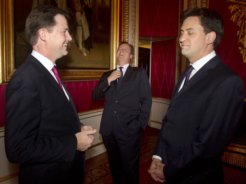 Borrowed money will still be cheap when Nick Clegg, David Cameron and Ed Miliband go to the polls