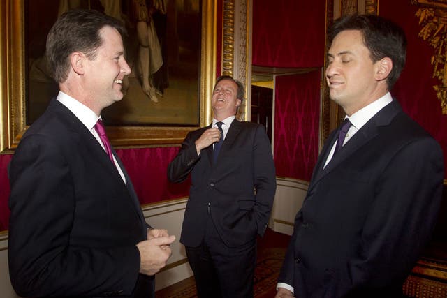 Borrowed money will still be cheap when Nick Clegg, David Cameron and Ed Miliband go to the polls