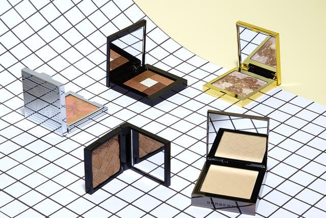 Clockwise from top right: Cruise healthy glow powder; Palette l'orchidee; Gemstone compact powder; Pure finish radiant bronzing powder; Sheer foundation in No5