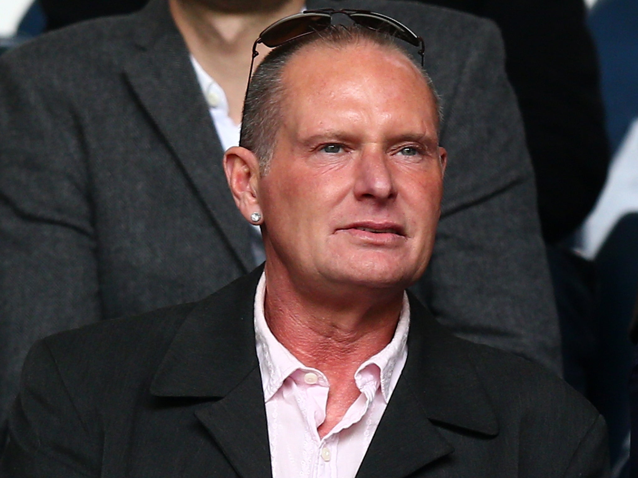 Gascoigne pictured at a football match in April last year