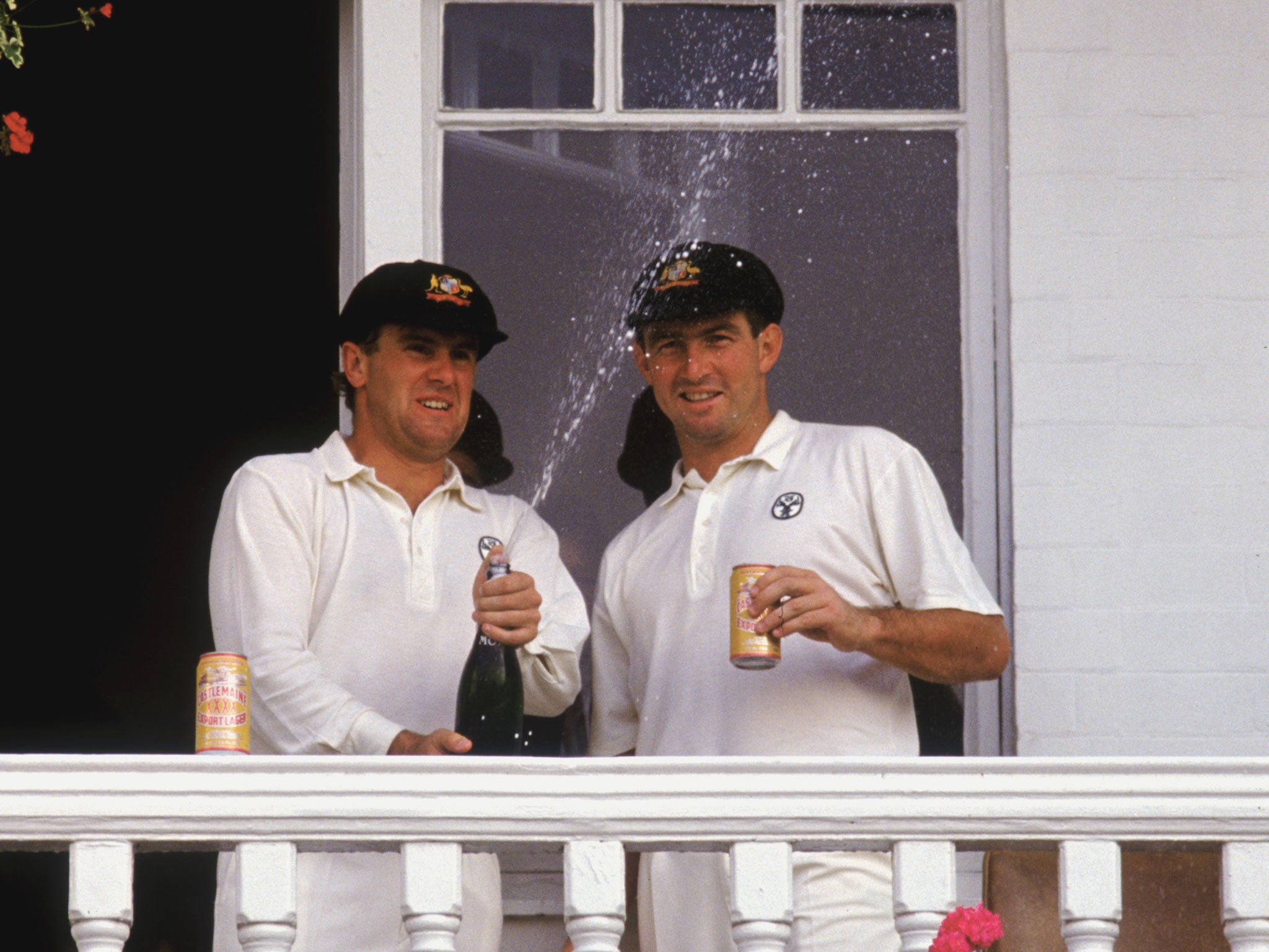 Celebrate: Mark Taylor and Geoff Marsh hail their ’89 Ashes stand of 329