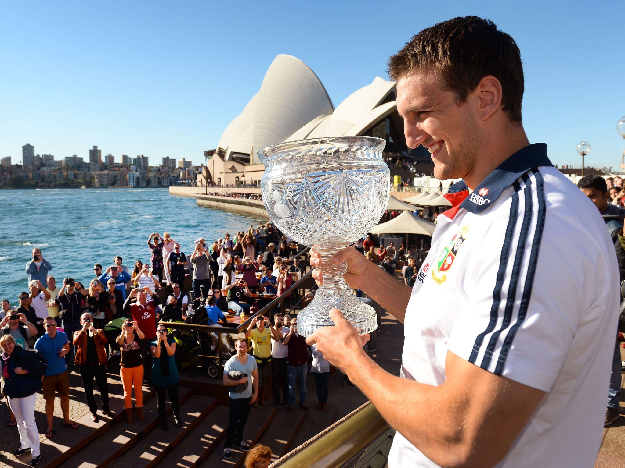 Sam Warburton with the Tom Richards Cup in Sydney