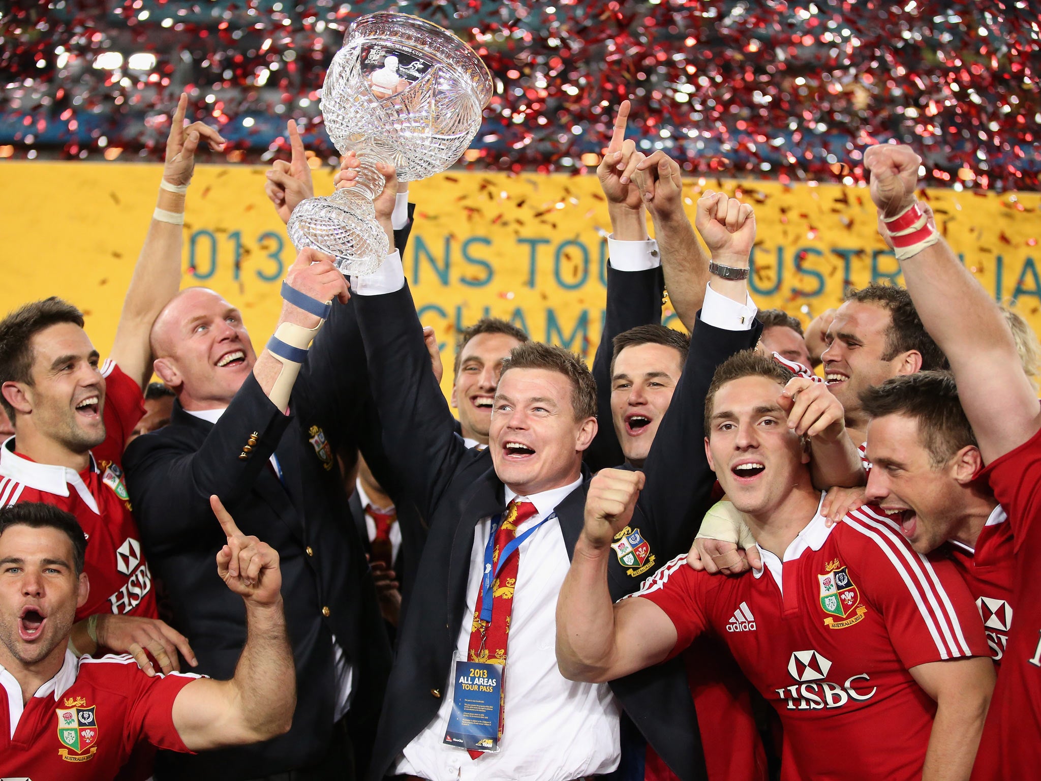 Brian O'Driscoll celebrates the series victory