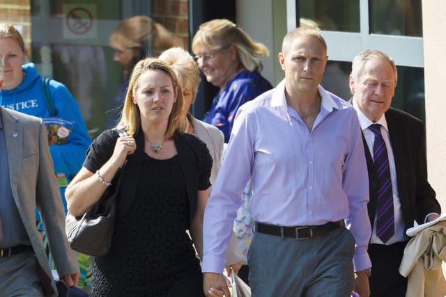 SAS sniper, Sergeant Danny Nightingale and wife Sally leaving his court martial in Bulford on 5 July