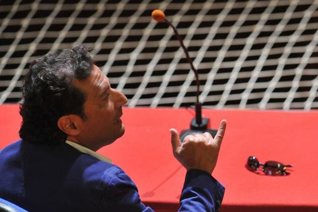 The captain of the ill-fated Costa Concordia cruise ship, Francesco Schettino seated for his trial in Grosseto, Tuscany. He is charged with multiple manslaughter over the 32 people who lost their lives and is accused of abandoning the ship while terrified