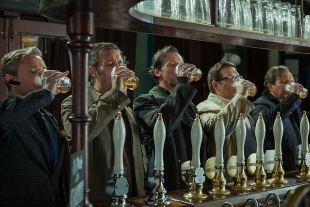 Drinking up: (left to right) Freeman, Considine, Pegg, Frost and Marsan in The World's End