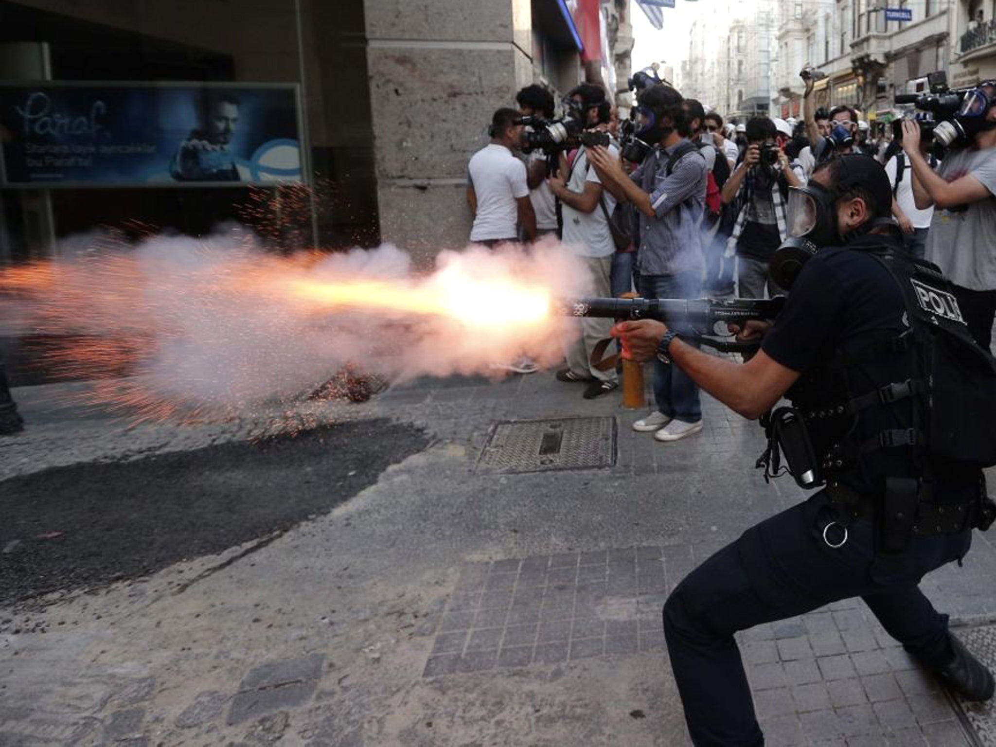 Police fired teargas and water cannons at protesters as they tried to prevent them gathering in Gezi Park
