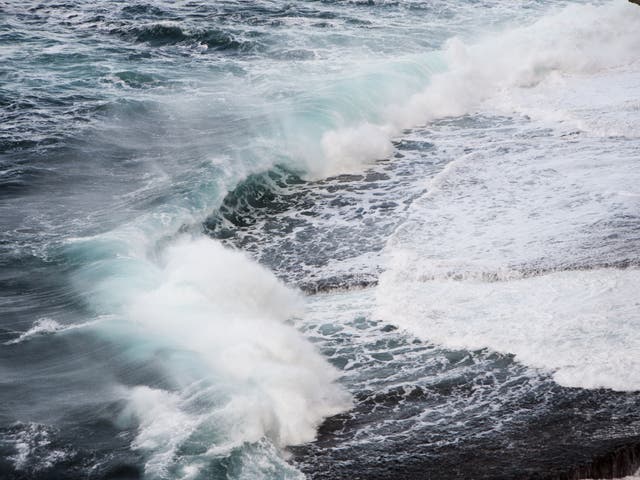 Waves crashing off Orkney in Sctoland