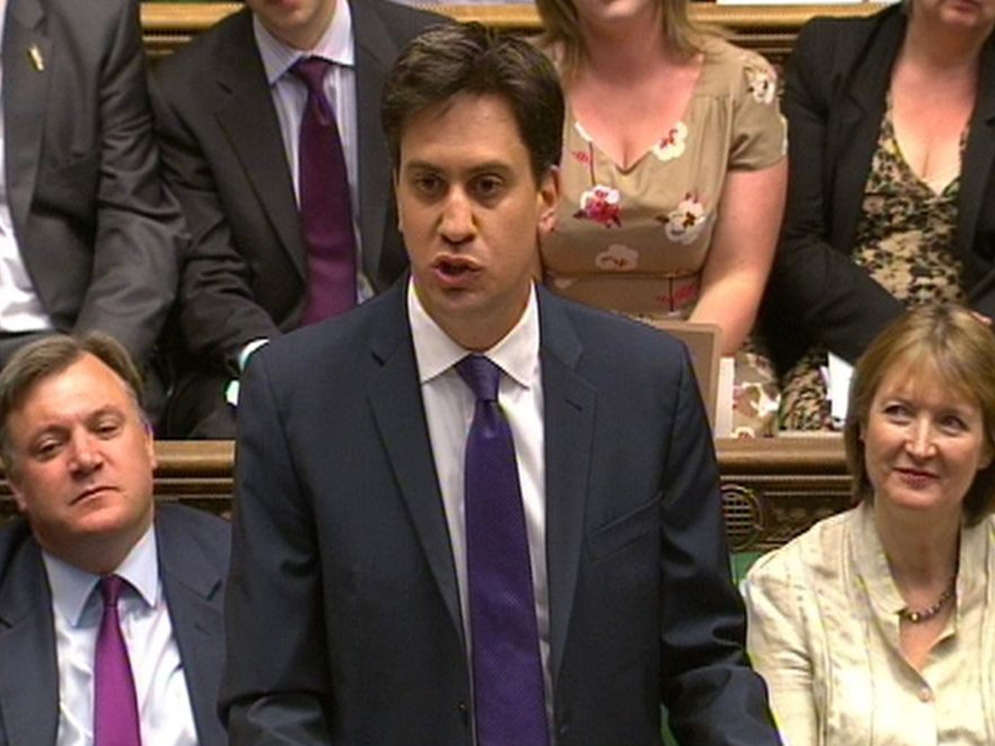 Labour party leader Ed Miliband speaks during Prime Minister's Questions in the House of Commons