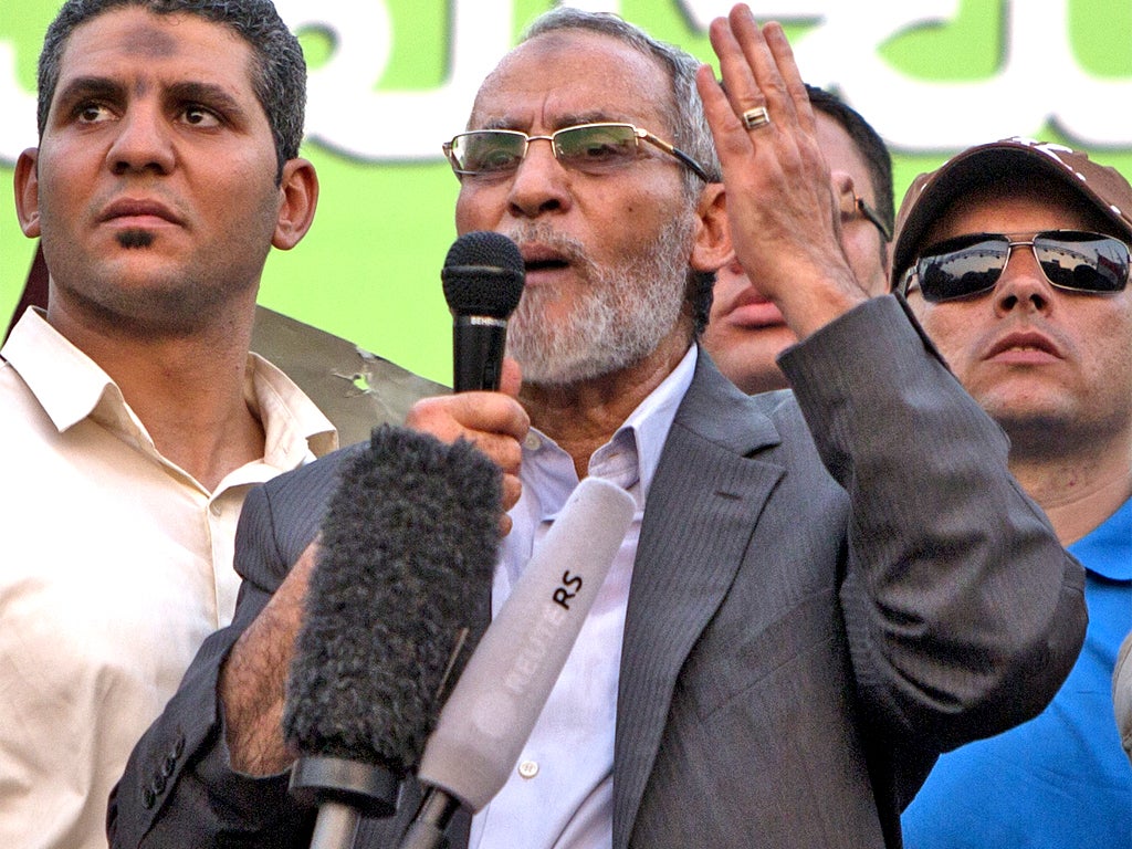 Mohammed Badie addressed supporters in Cairo last Friday