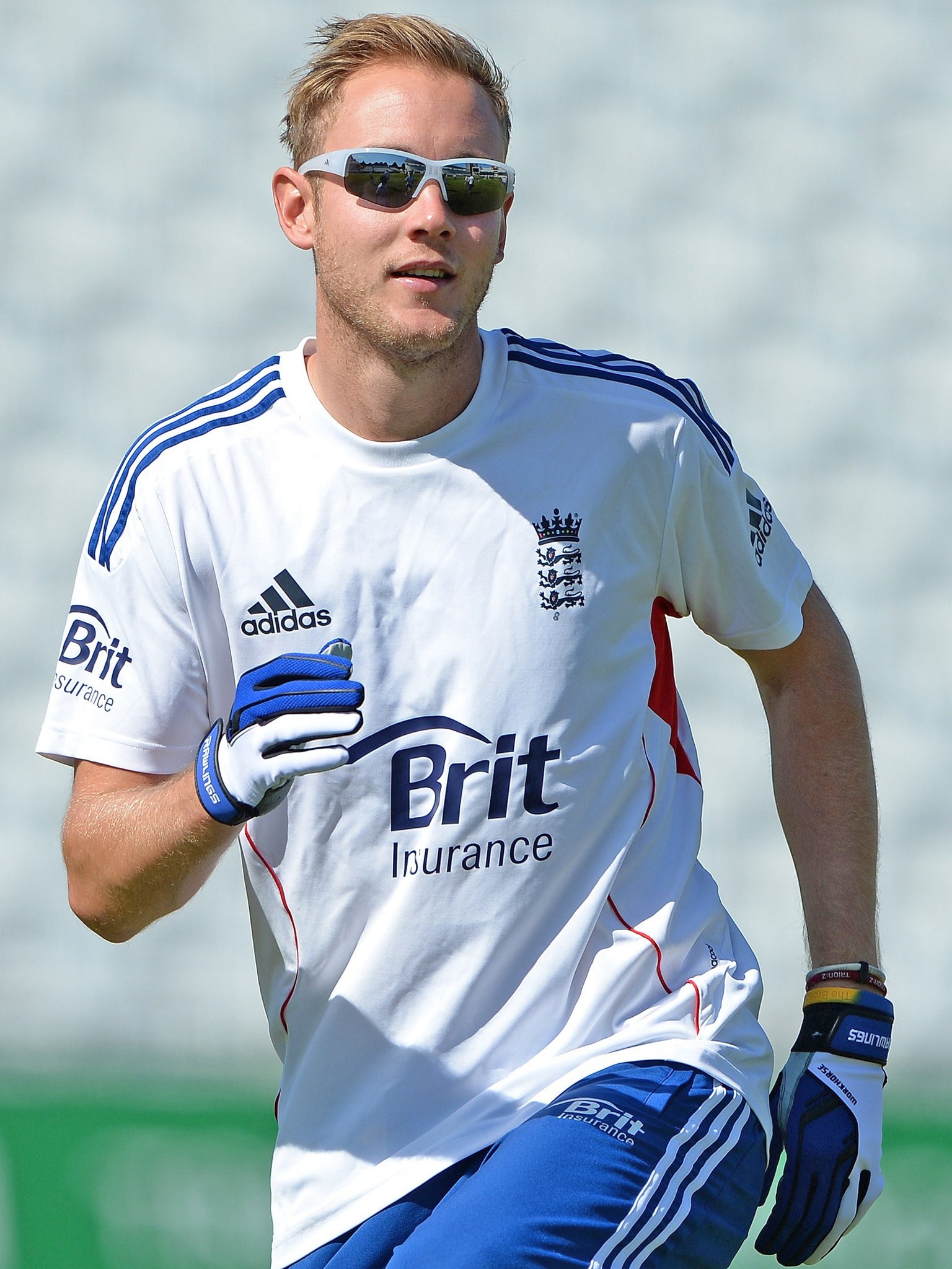 Stuart Broad was struck on the arm by James Pattinson