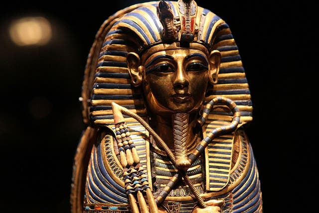 A coffinette for the viscera of Tutankhamun is displayed at the Tutankhamun and the Golden Age of the Pharaohs exhibition at the de Young Museum February 18, 2010 in San Francisco, California.