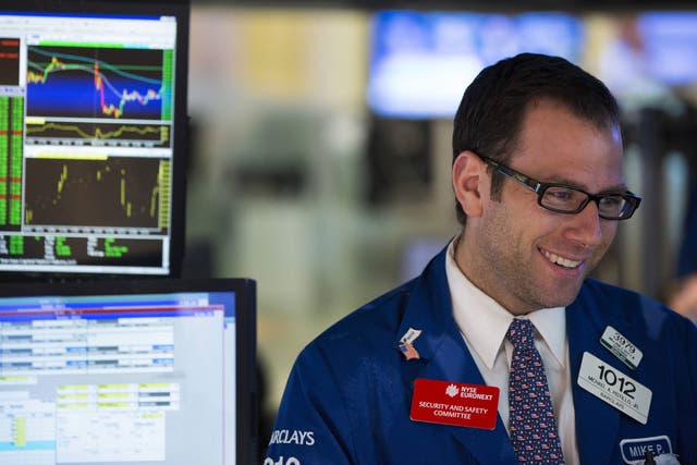 A happy stock market trader in the US, earlier this week