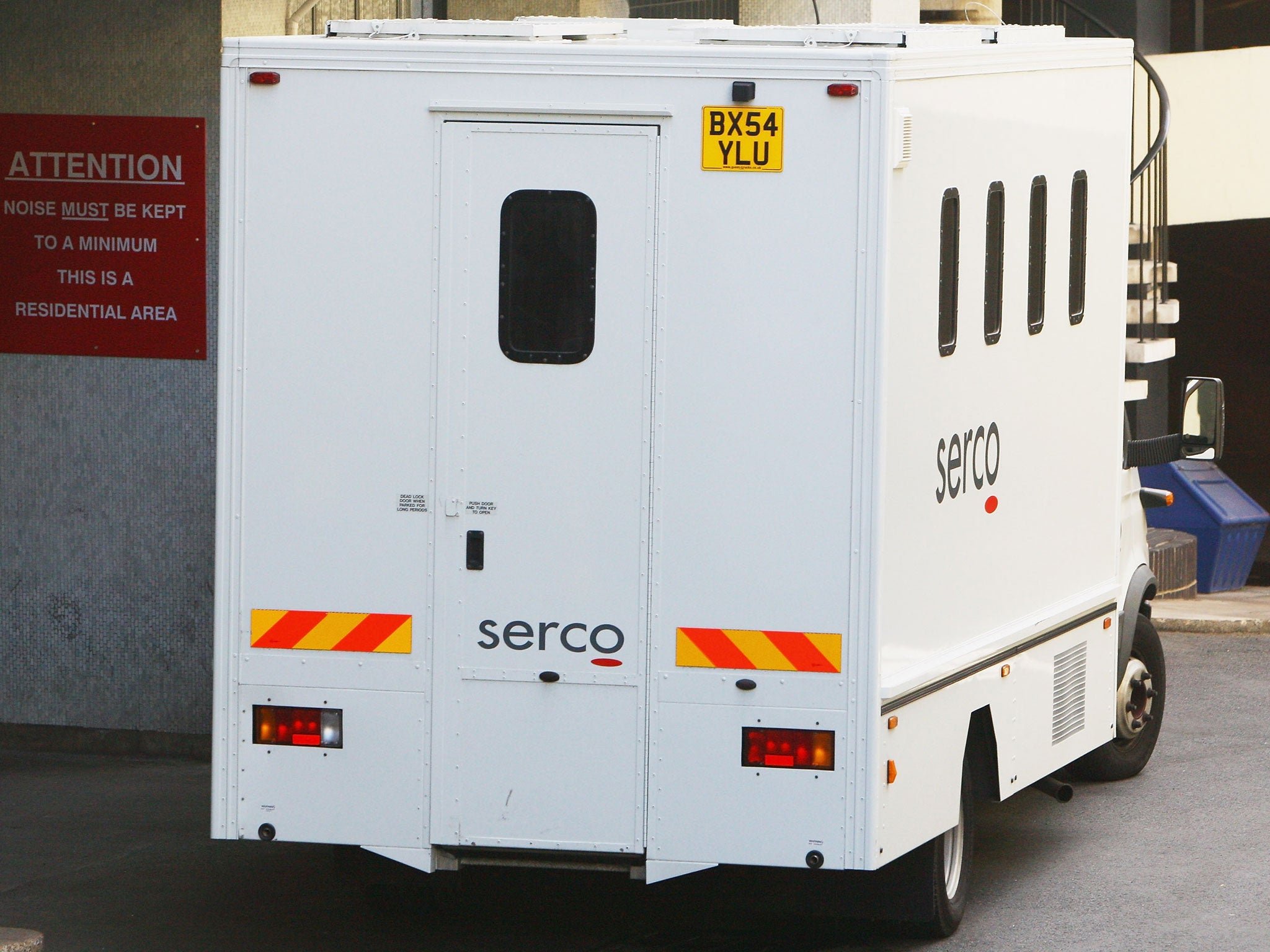 A Serco van used to transport defenders. Serco has also come under fire for overcharging taxpayers