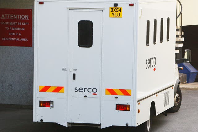 A Serco van used to transport defenders. Serco has also come under fire for overcharging taxpayers