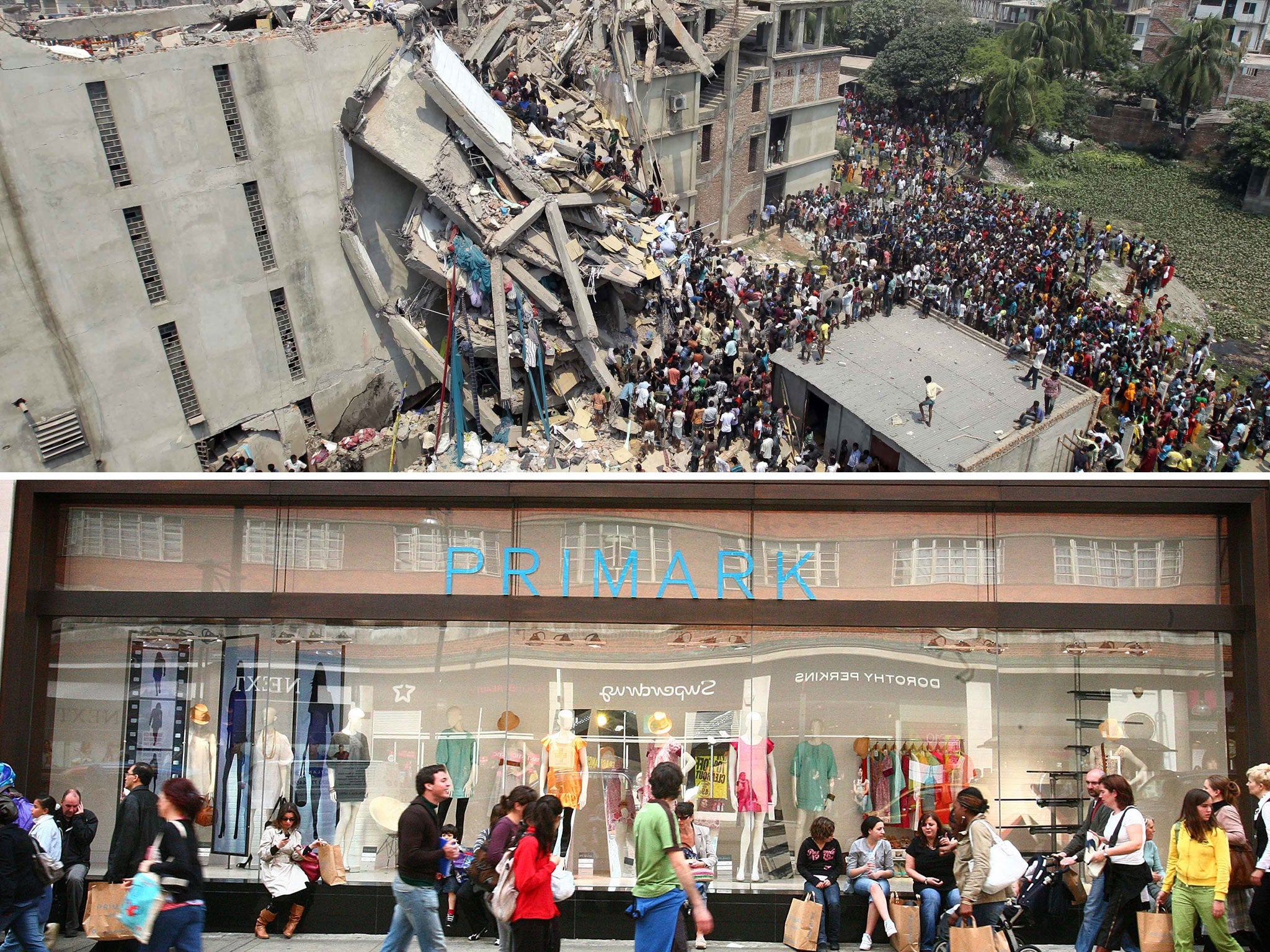 The ruins of the Bangladeshi factory which produced clothes for budget fashion chain Primark