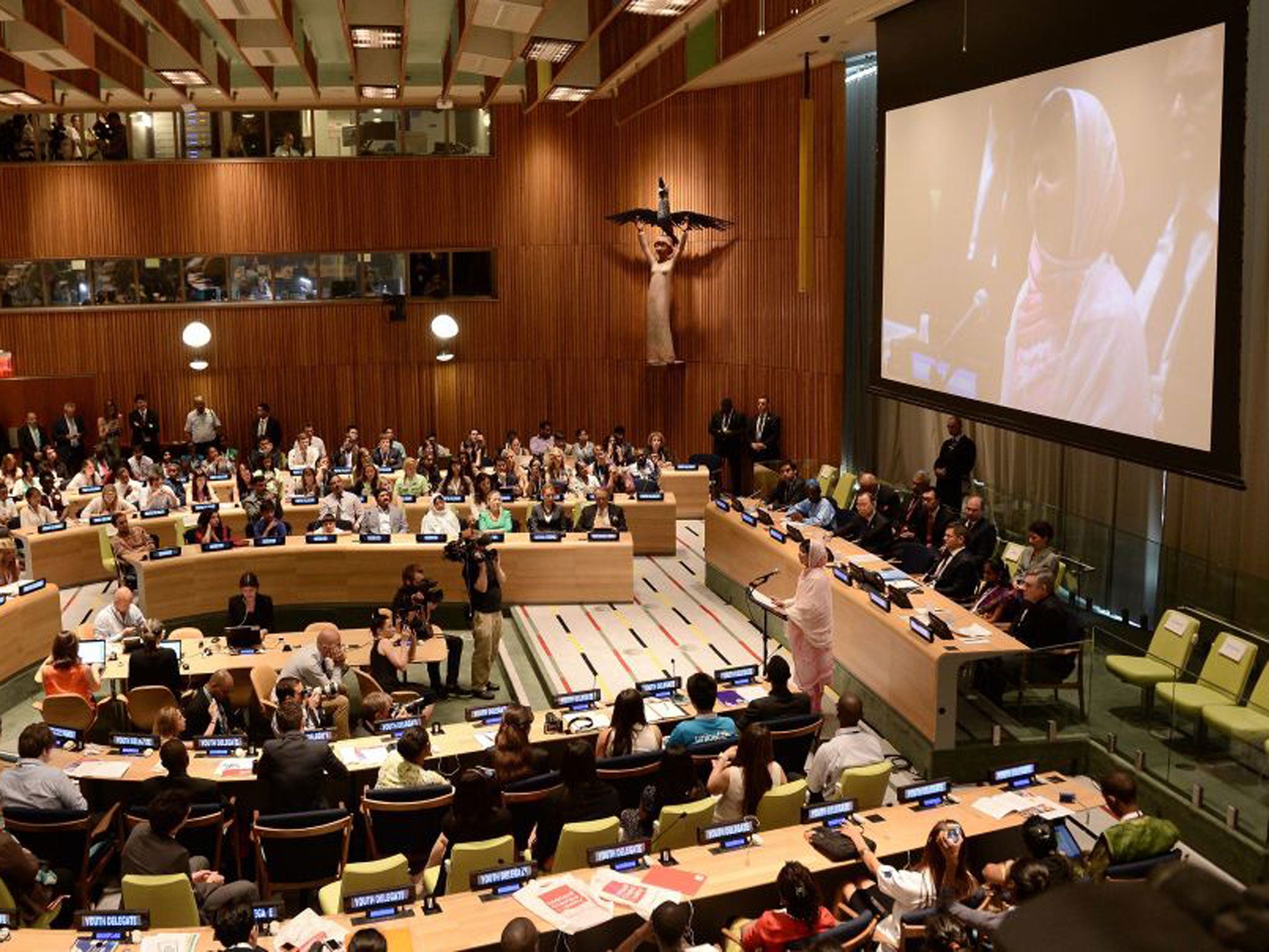 Malala addresses the UN