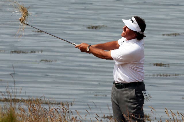 Coasting: Phil Mickelson enjoys the views on day three of the Scottish Open at Castle Stuart yesterday