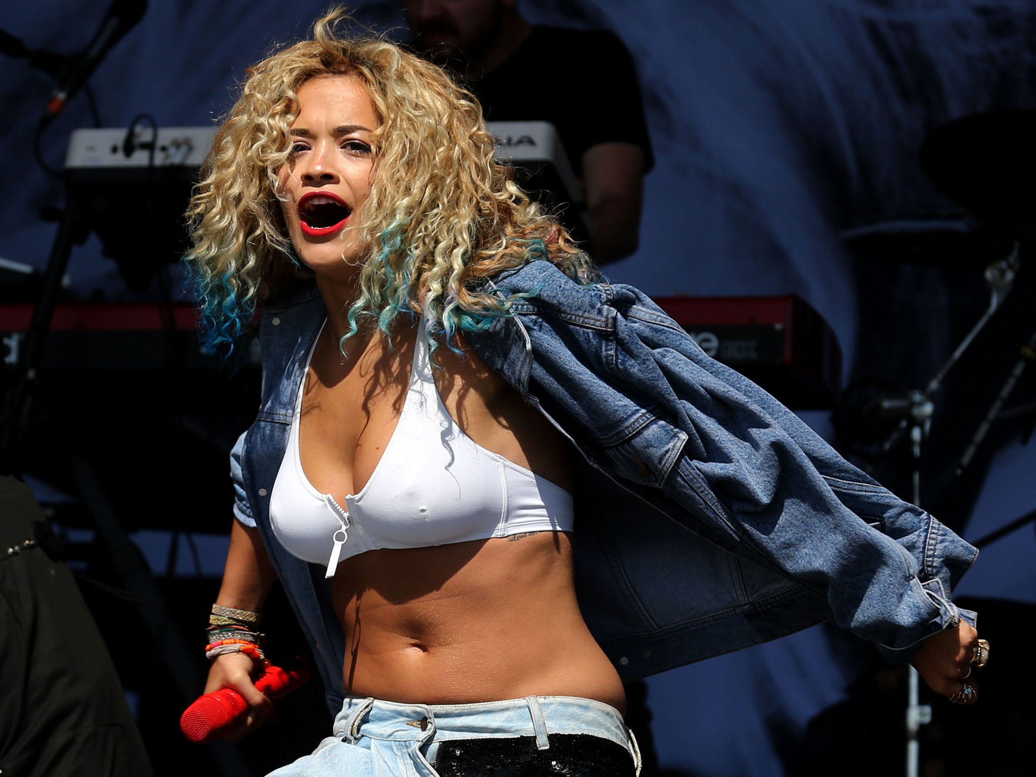 Rita Ora performs on the main stage during the 20th T in the Park music festival at Kinross