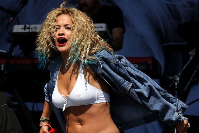 Rita Ora performs on the main stage  during the 20th T in the Park music festival at Kinross