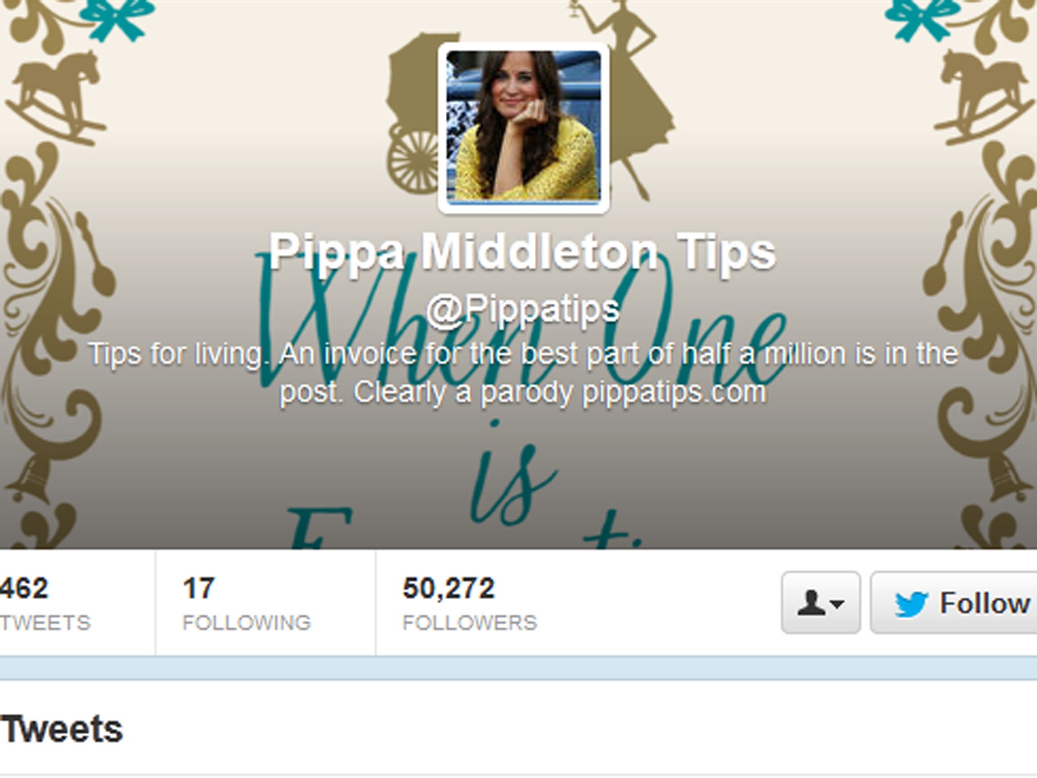 Screengrab of the 'Pippatips' Twitter page.