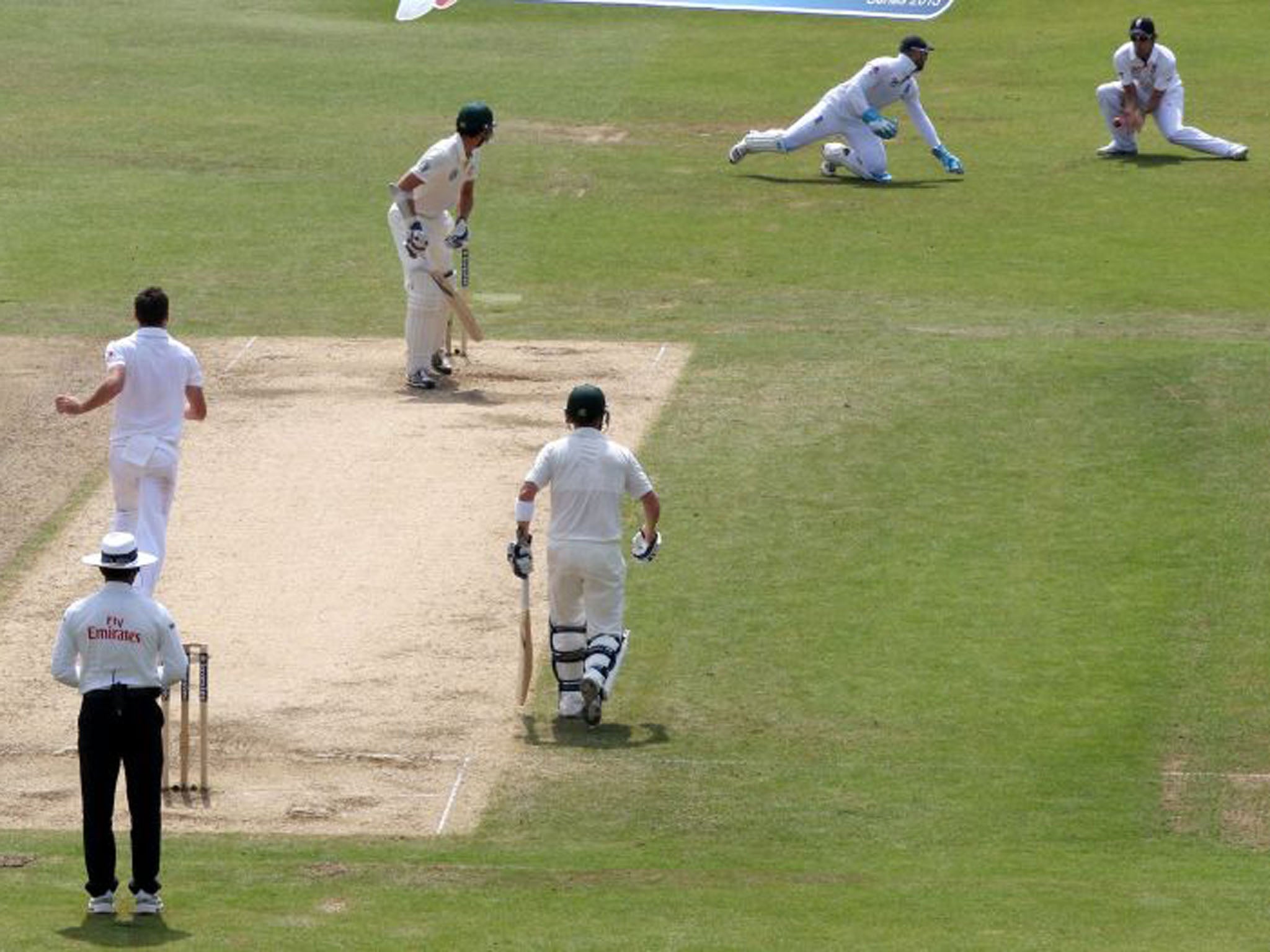 Mitchell Starc is caught by England slip Alastair Cook off bowler James Anderson, one of three batsman out through the same combination