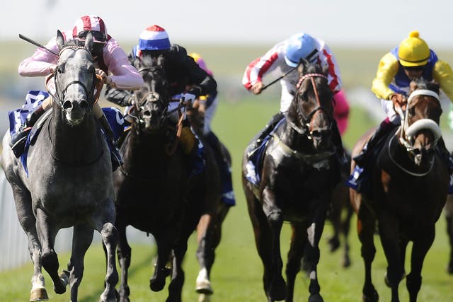 Lethal Force, left, wins the Darley July Cup under jockey Adam Kirby