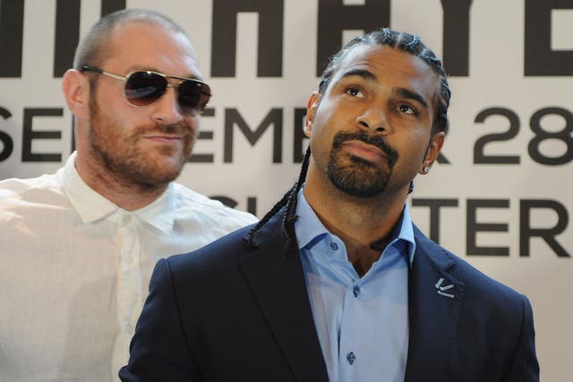 Tyson Fury, left, has his eyes on a match with David Haye