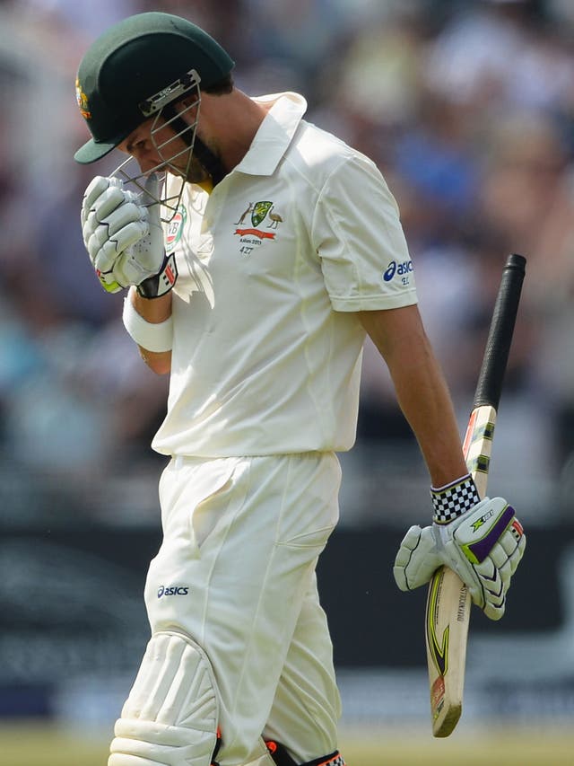 Ed Cowan trudges off after falling to Joe Root