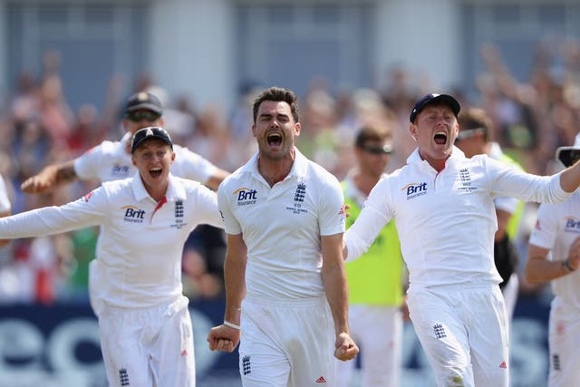 England celebrate the first Test victory over Australia on Sunday