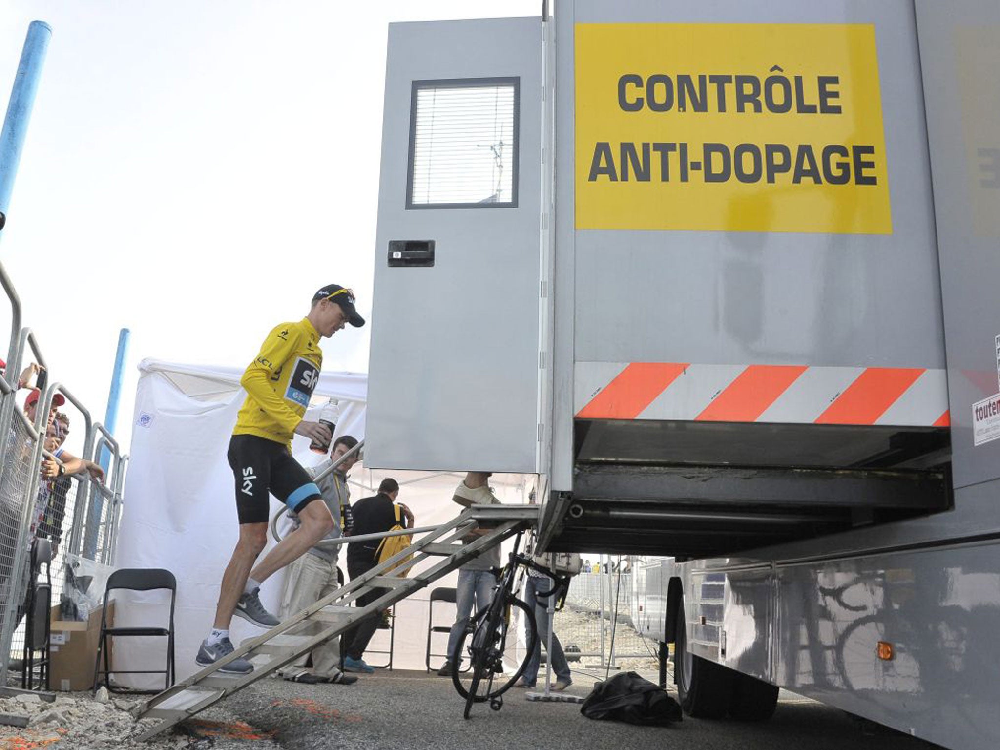 Tour leader Chris Froome goes for routine testing after Sunday’s stage