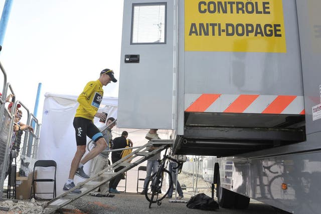 Tour leader Chris Froome goes for routine testing after Sunday’s stage