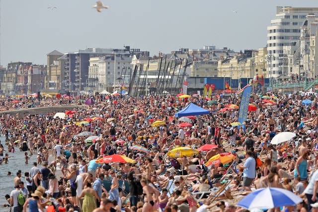 A packed Brighton beach last weekend