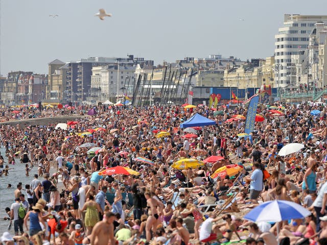 A packed Brighton beach last weekend