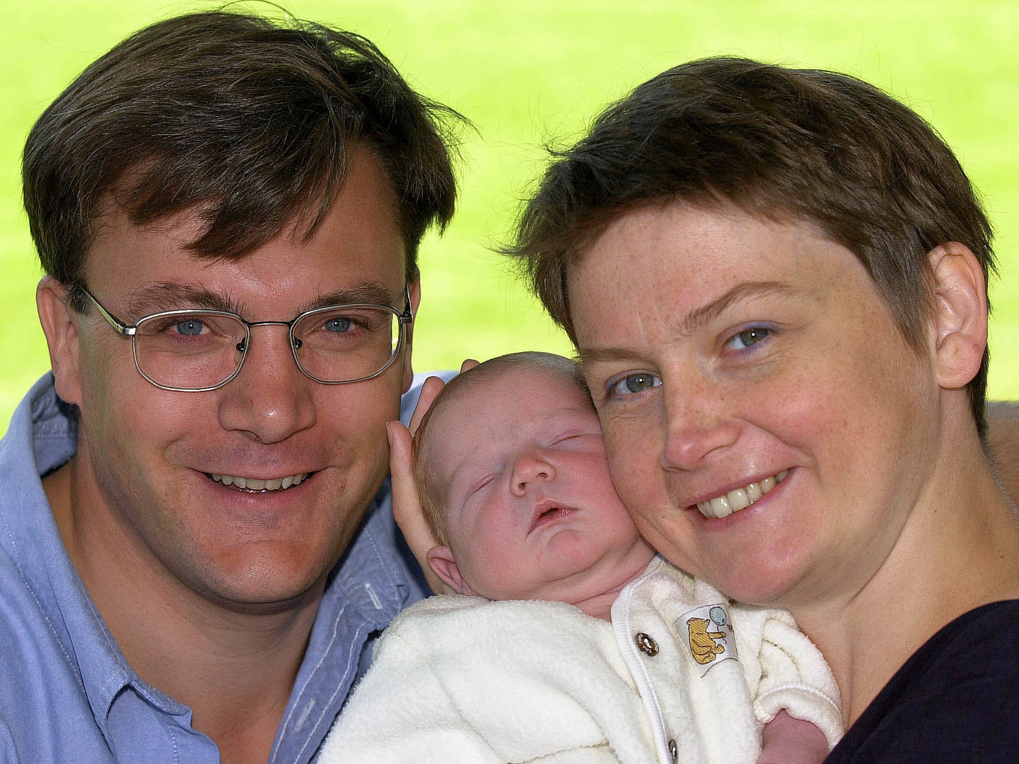 Yvette Cooper with her husband, Ed Balls, and Joel, their second child