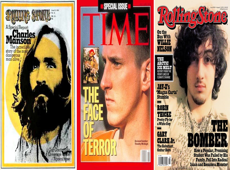 Cover stars?: Charles Manson, Timothy McVeigh and Dzokhar Tsarnaev on the front of big US publications