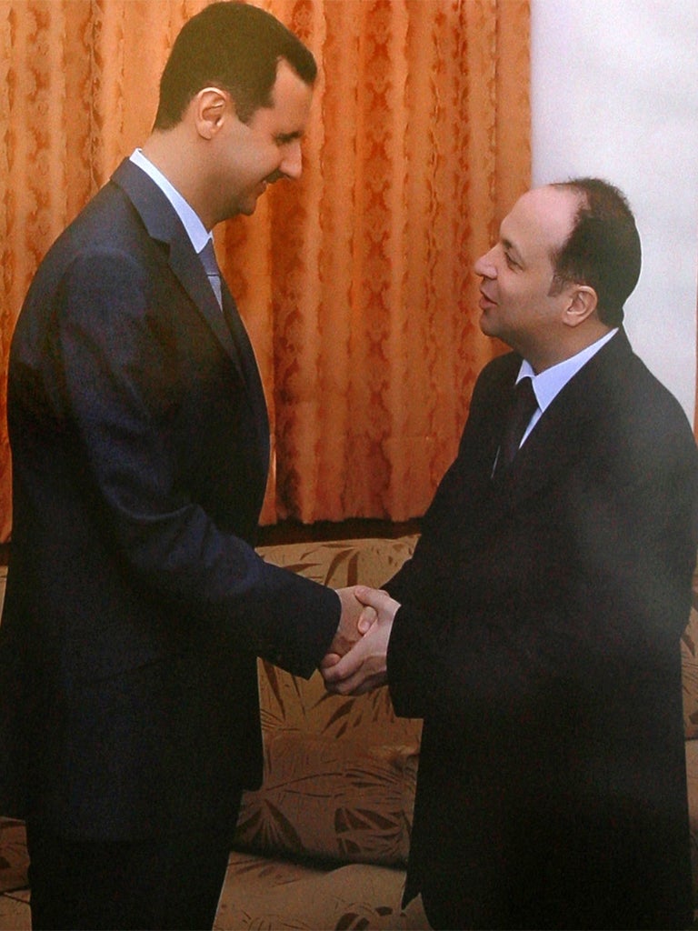 Bashar al-Assad with Mohammad Darrar Jamo, who was shot dead on Wednesday