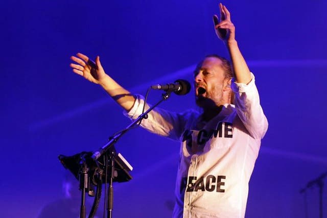 Thom Yorke, performing with Atoms For Peace