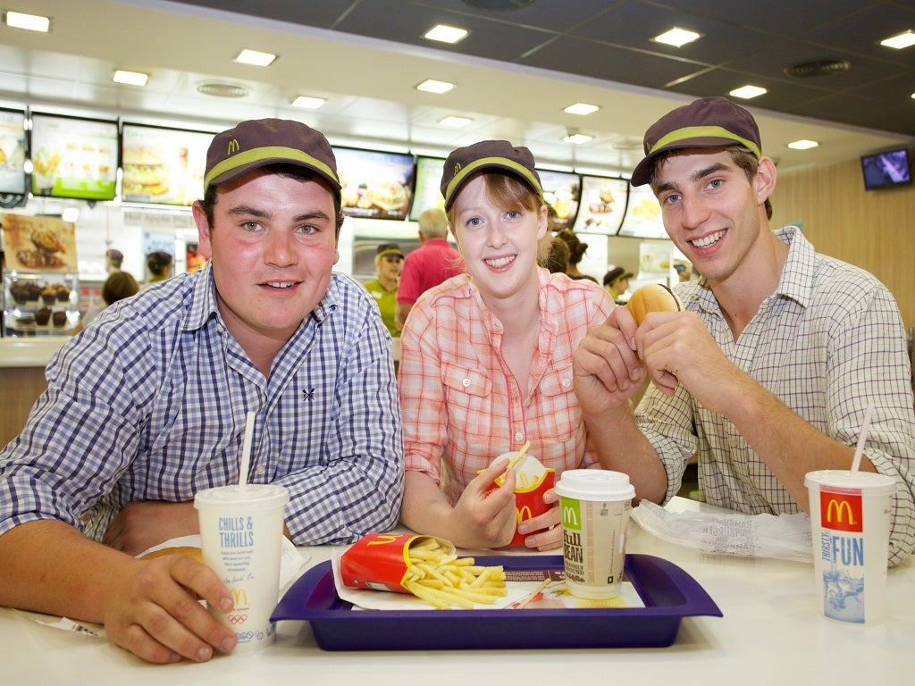 The three young farmers in McDonald's Islington