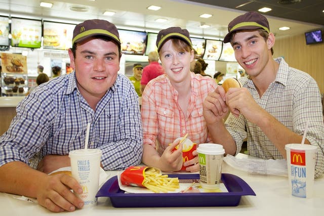 The three young farmers in McDonald's Islington