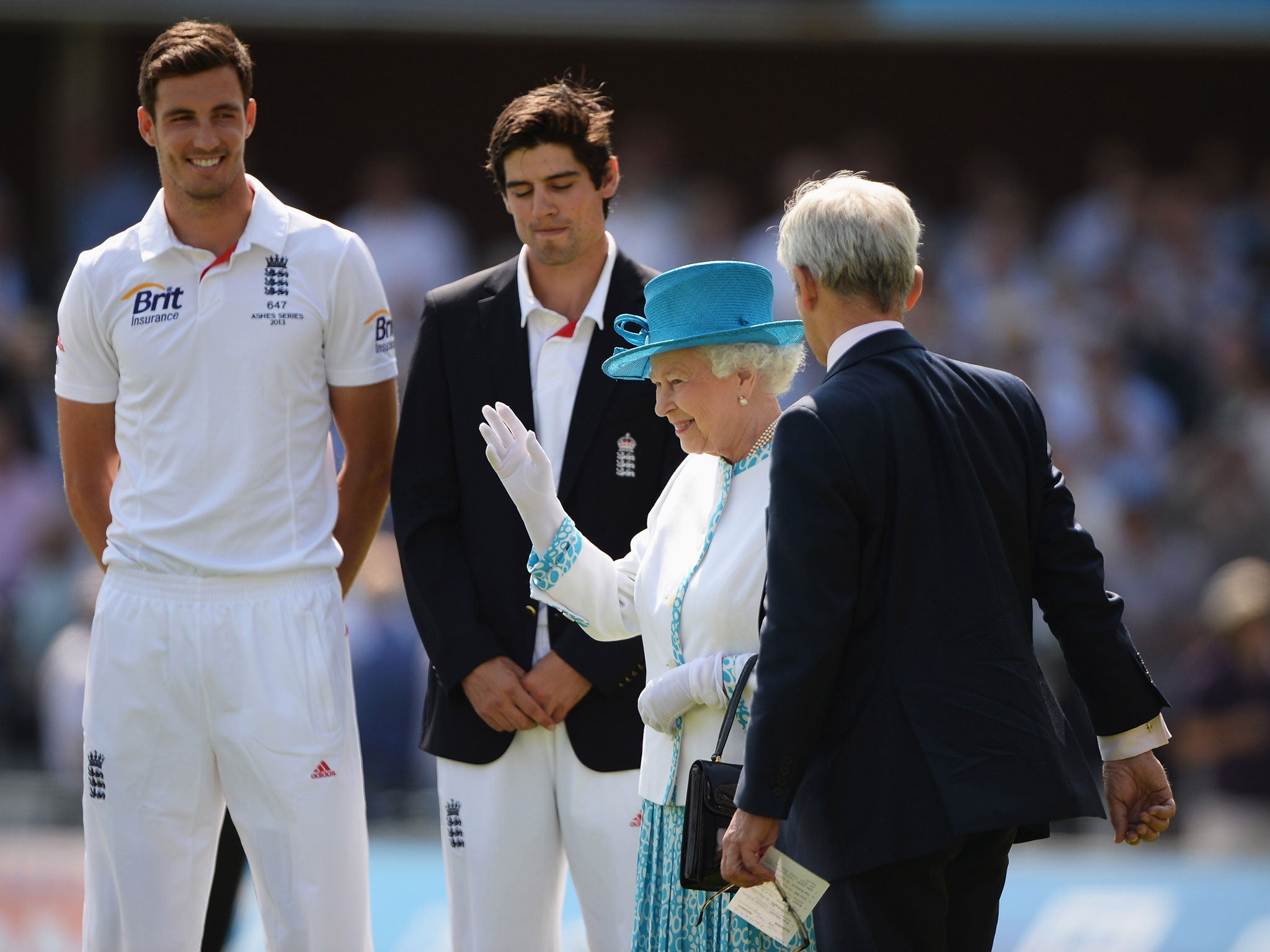The Queen is introduced to the players before the start of play