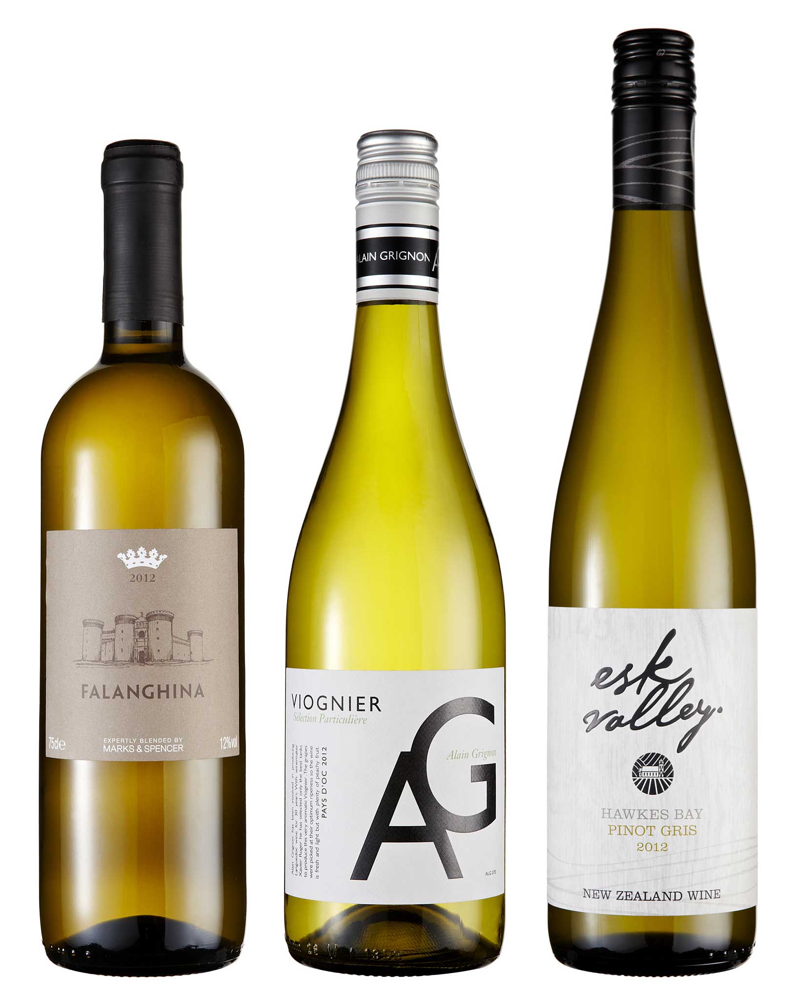 Falanghina Beneventano IGT 2011; Alain Grignon Viognier 2011/12; Esk Valley Hawkes Bay Pinot Gris 2012