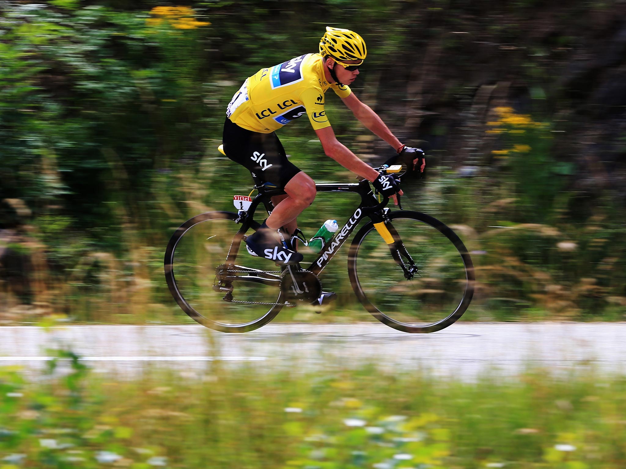 Chris Froome of Great Britain and Team Sky Procycling rides during stage eighteen of the 2013 Tour de France, a 172.5KM road stage from Gap to l'Alpe d'Huez