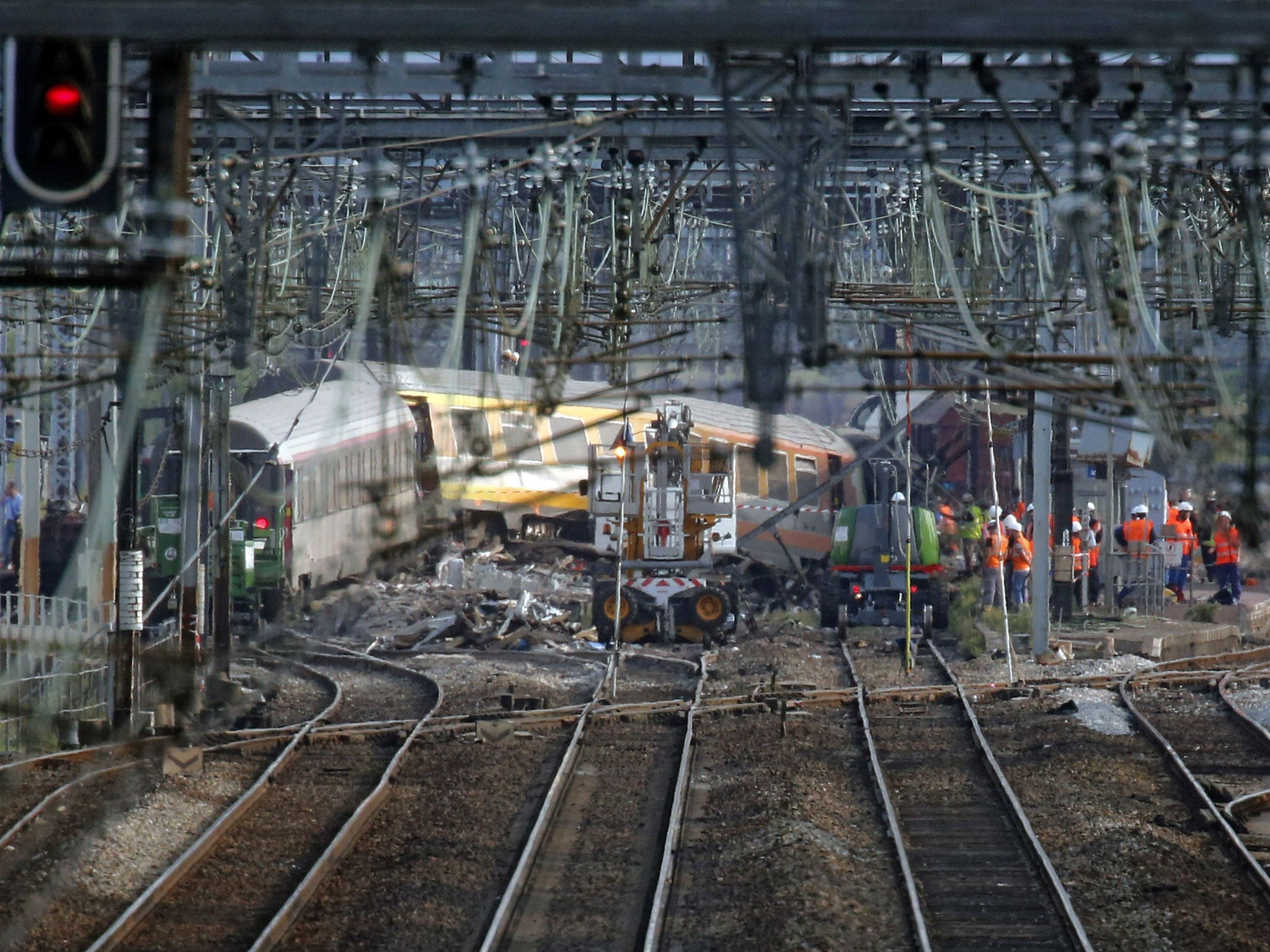The scene of the derailment near Paris