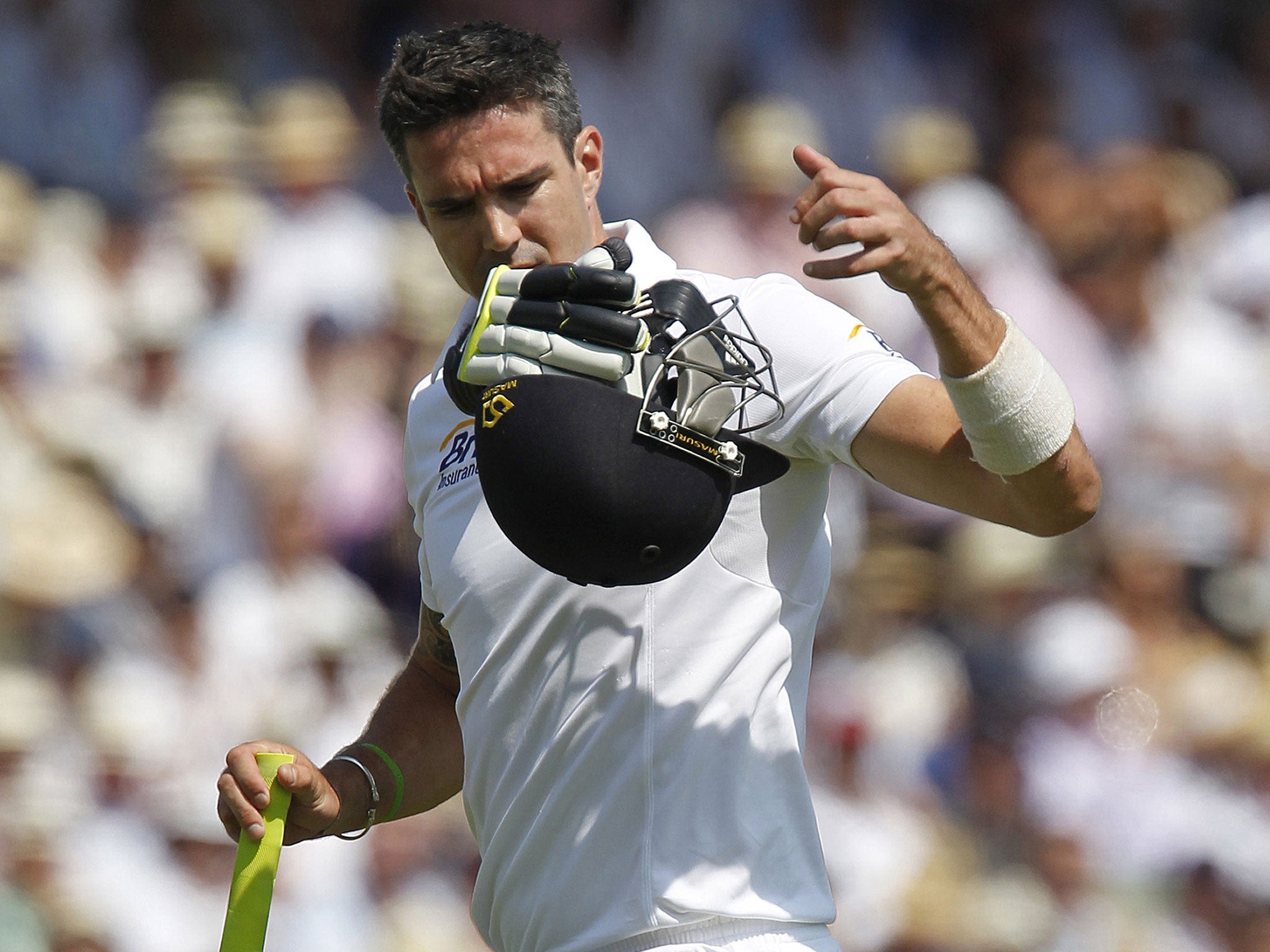 Kevin Pietersen walks off after his dismissal